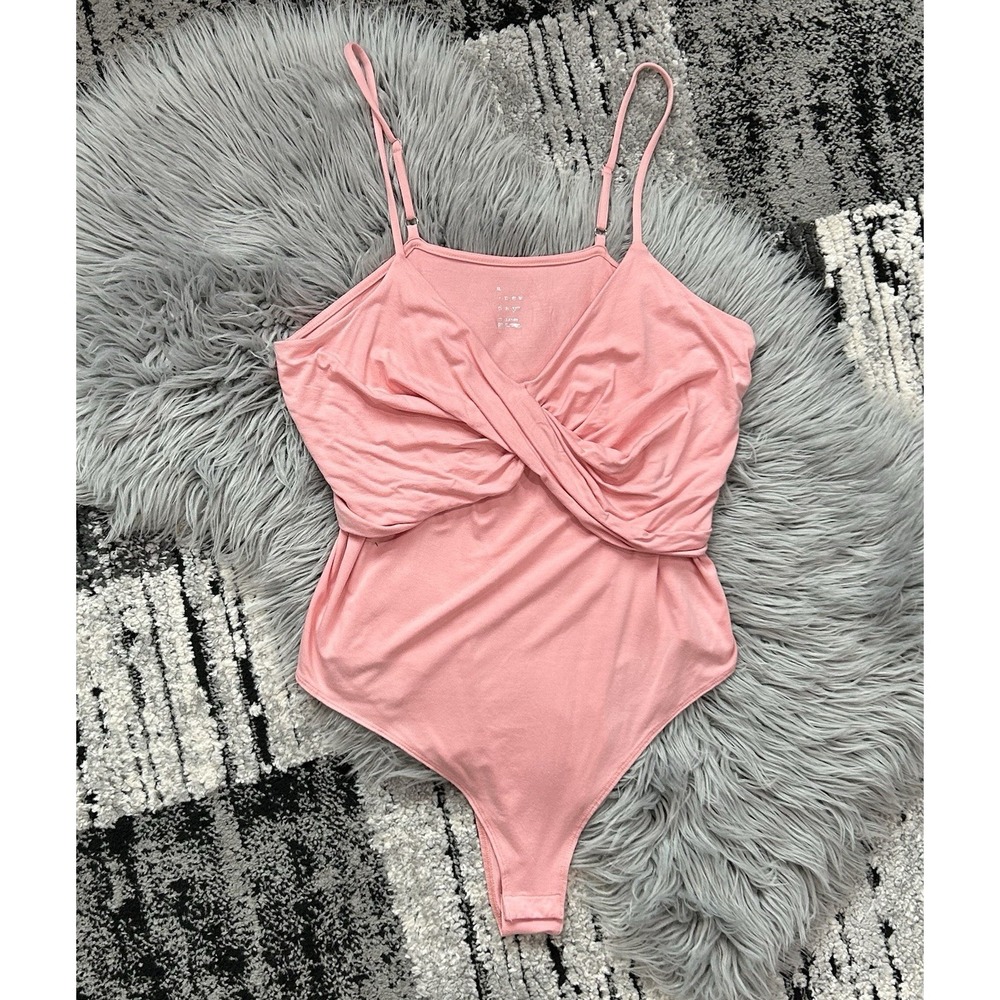 A New Day Women's Coral Pink Spaghetti Strap Crossover Bodysuit Size XXL NWT